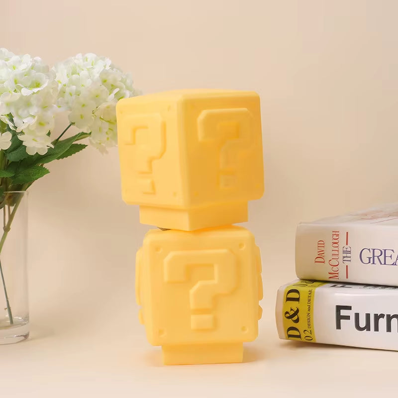 Bros LED Question Mark Brick Night Light Anime Mood Lighting Decoration for Kids Room Desktop Bedside Lamp Gifts